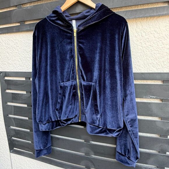Fabletics Donna Velour Zip Up Hoodie in Navy | XL - Picture 3 of 7